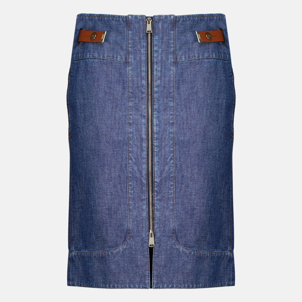 Blauer Denim-Midirock
