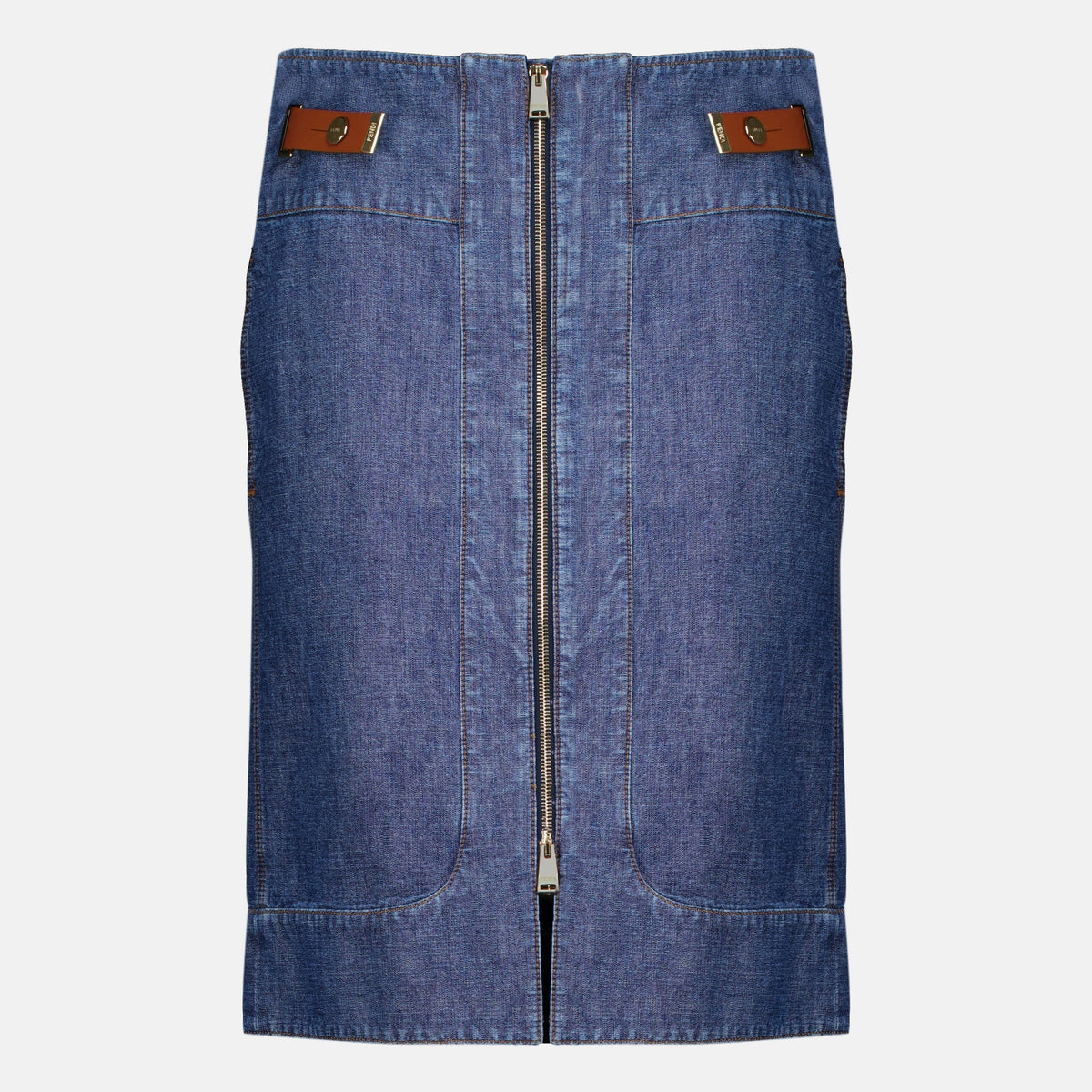 Blauer Denim-Midirock