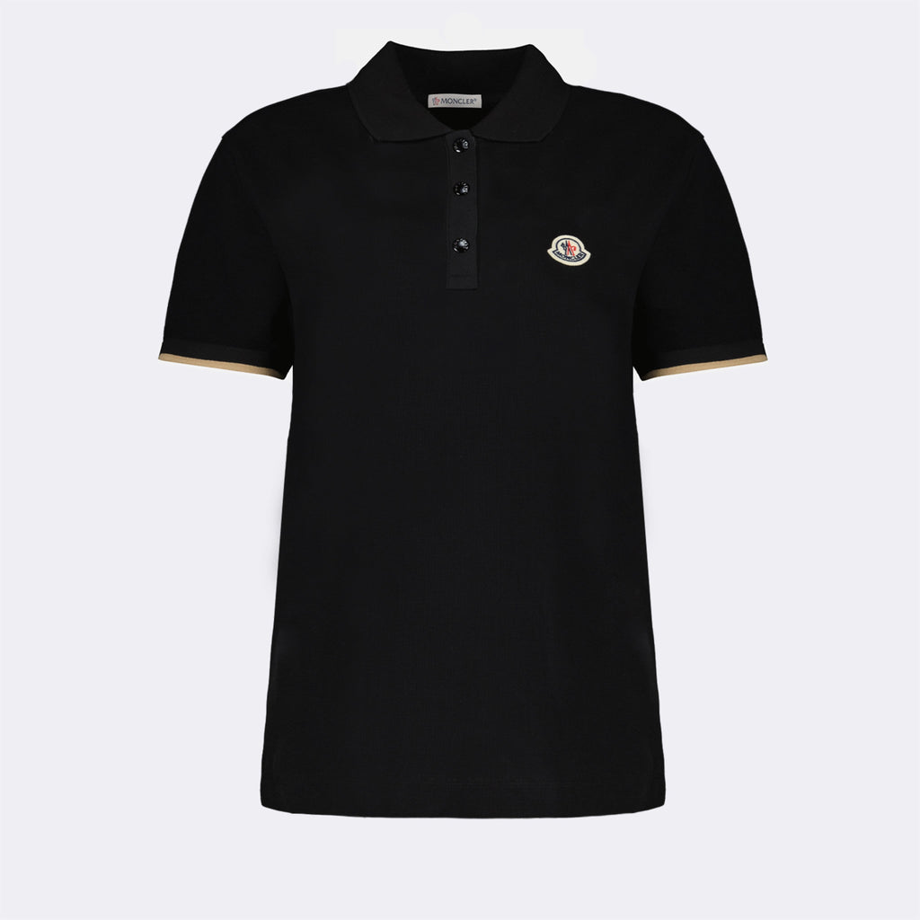 Moncler polo, black polo, women’s polo, luxury polo shirt, designer polo