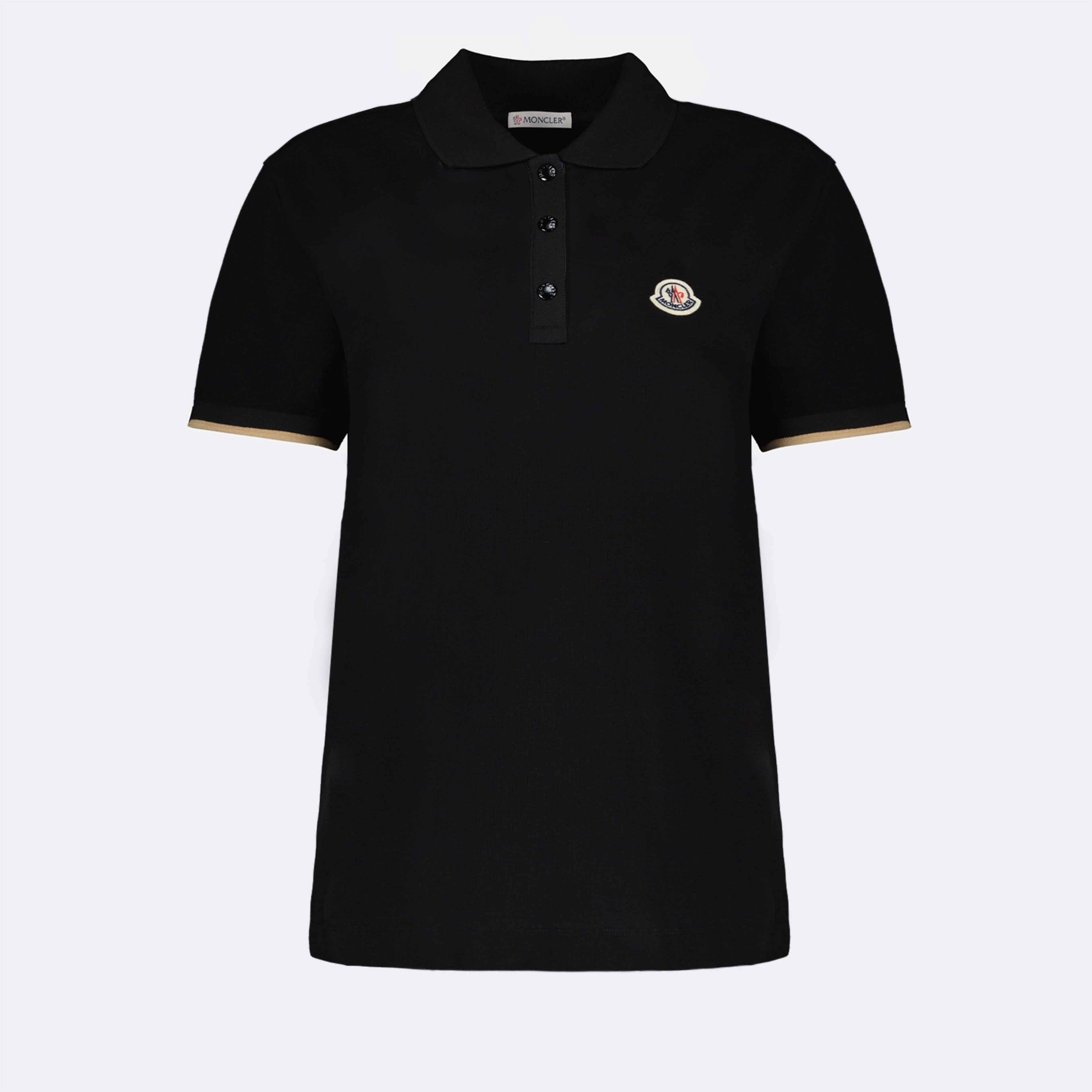 Moncler polo, black polo, women’s polo, luxury polo shirt, designer polo