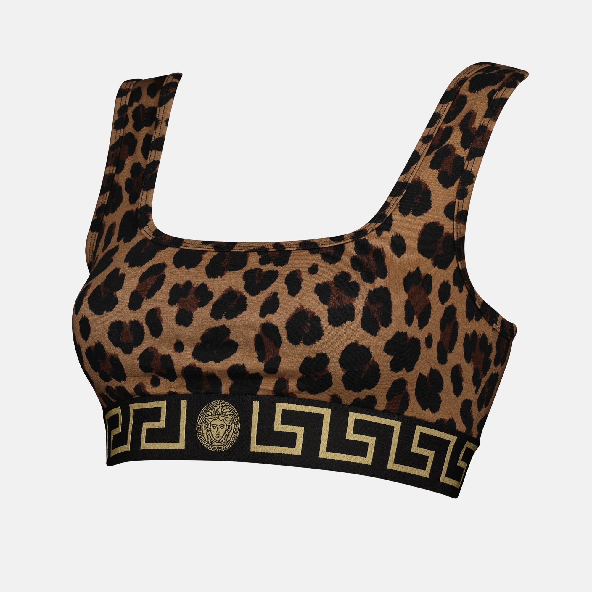 Leopard print top, Crop top, Versace top, Medusa emblem, Autumn-Winter 2024