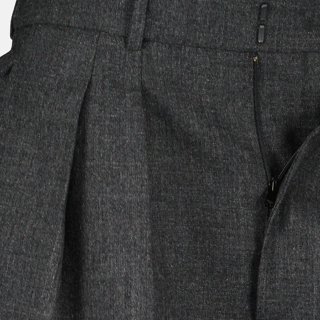 Image of Grey Wool Trousers by Saint Laurent for Women - Season Spring-Summer 2025 - Detail View 1