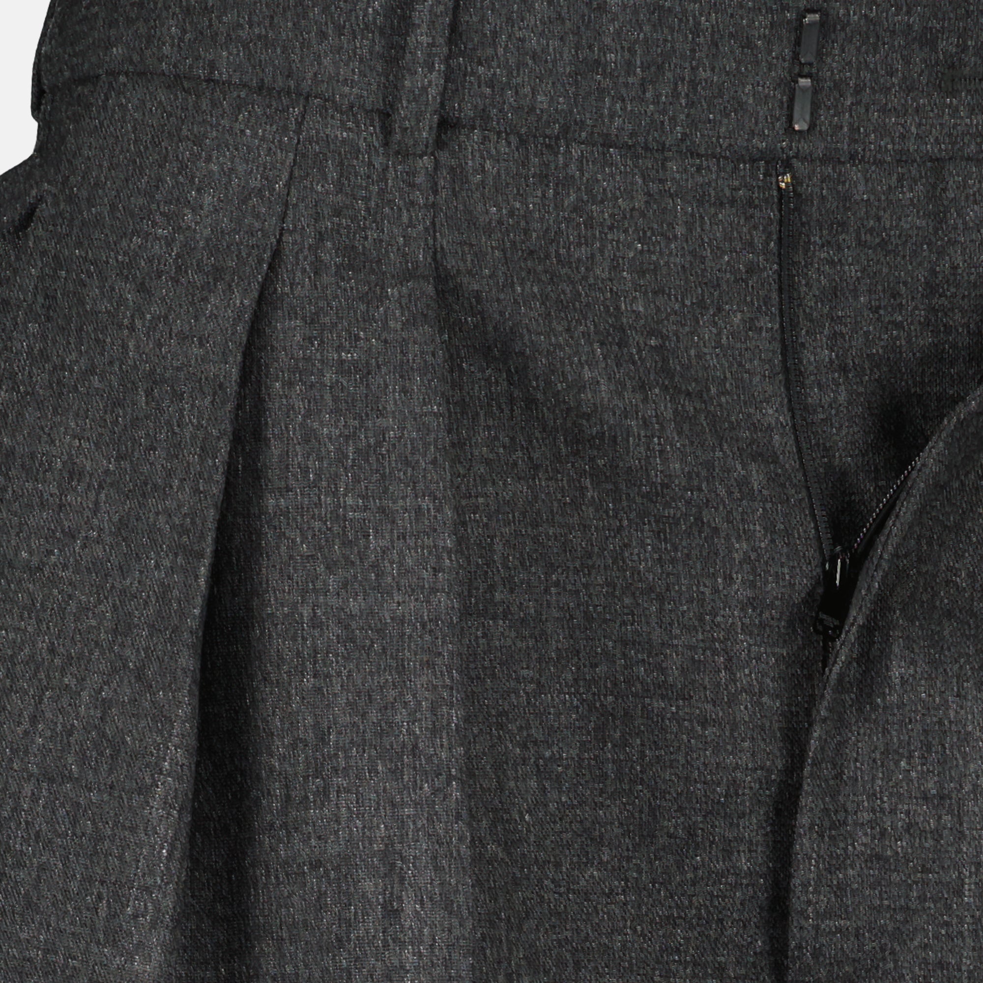 grey wool trousers, wide cut trousers, Saint Laurent, high waist trousers, Spring-Summer 2025 collection