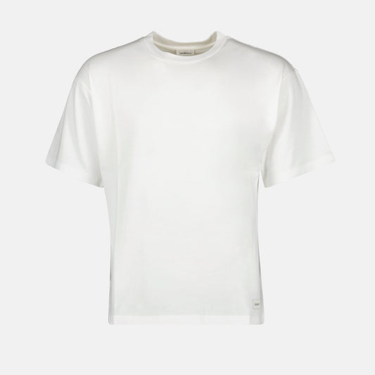 White Cotton T-shirt, Saint Laurent T-shirt, Luxury Men's Tee, Autumn-Winter 2024, Crew Neck T-shirt