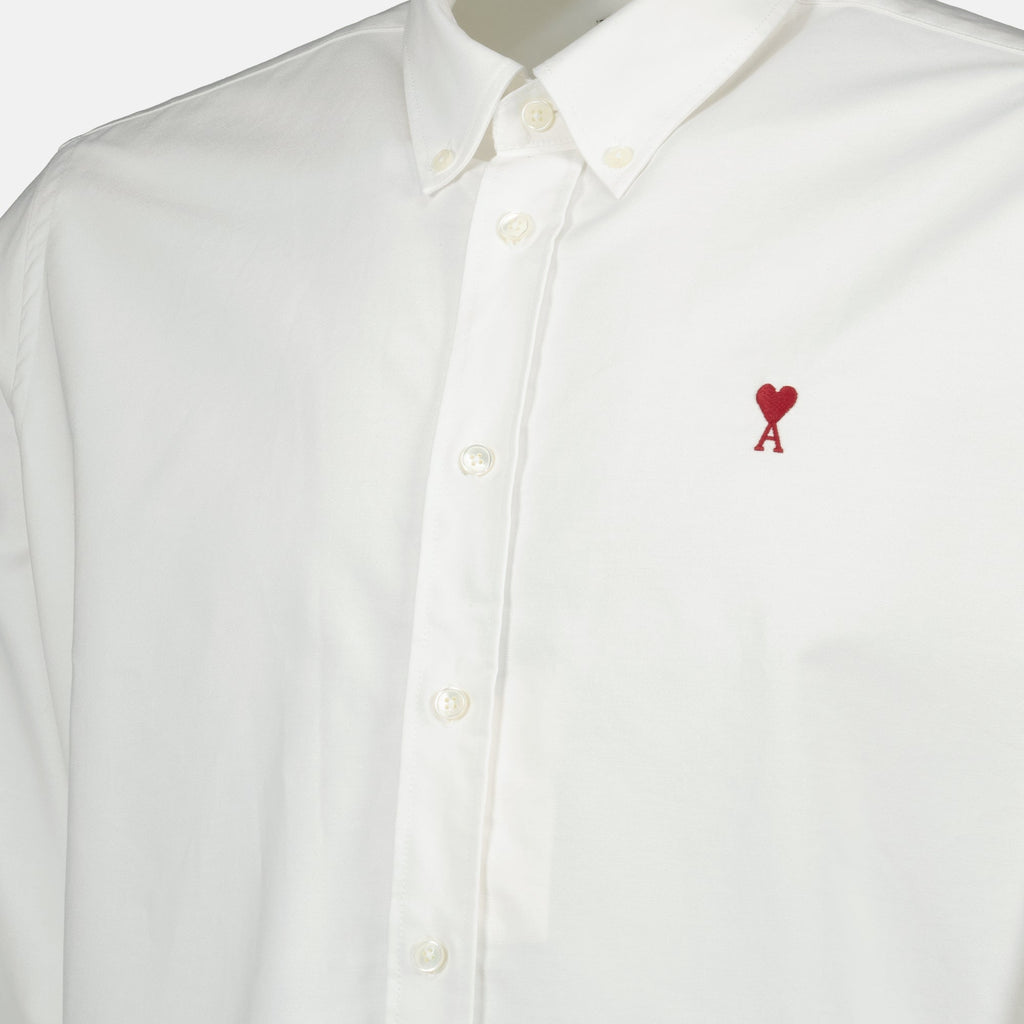 Ami Paris shirt, white cotton shirt, classic collar shirt, unisex shirt, Autumn-Winter 2025 collection