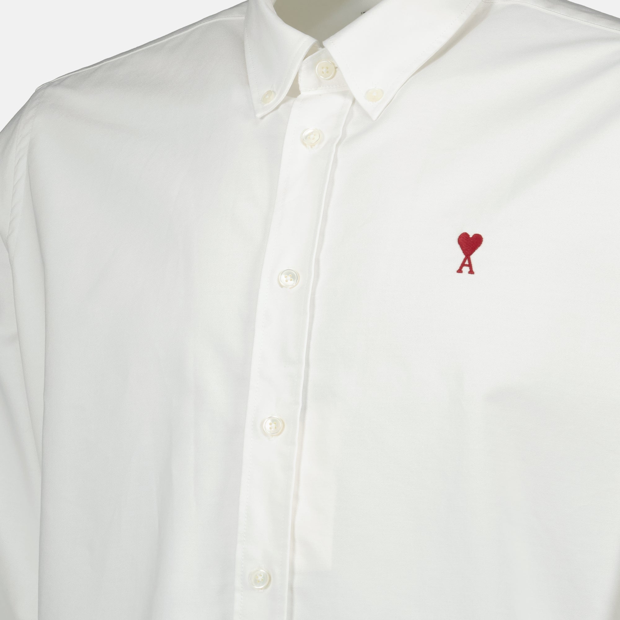 Ami Paris shirt, white cotton shirt, classic collar shirt, unisex shirt, Autumn-Winter 2025 collection