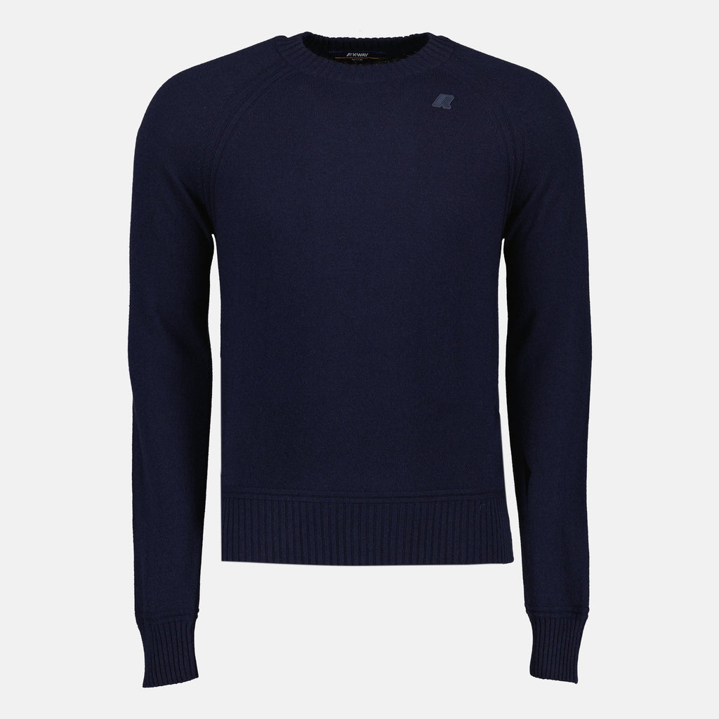 K-Way Sebas wool pull, navy knit pullover, men's knitwear, cashmere blend sweater, autumn winter fashion