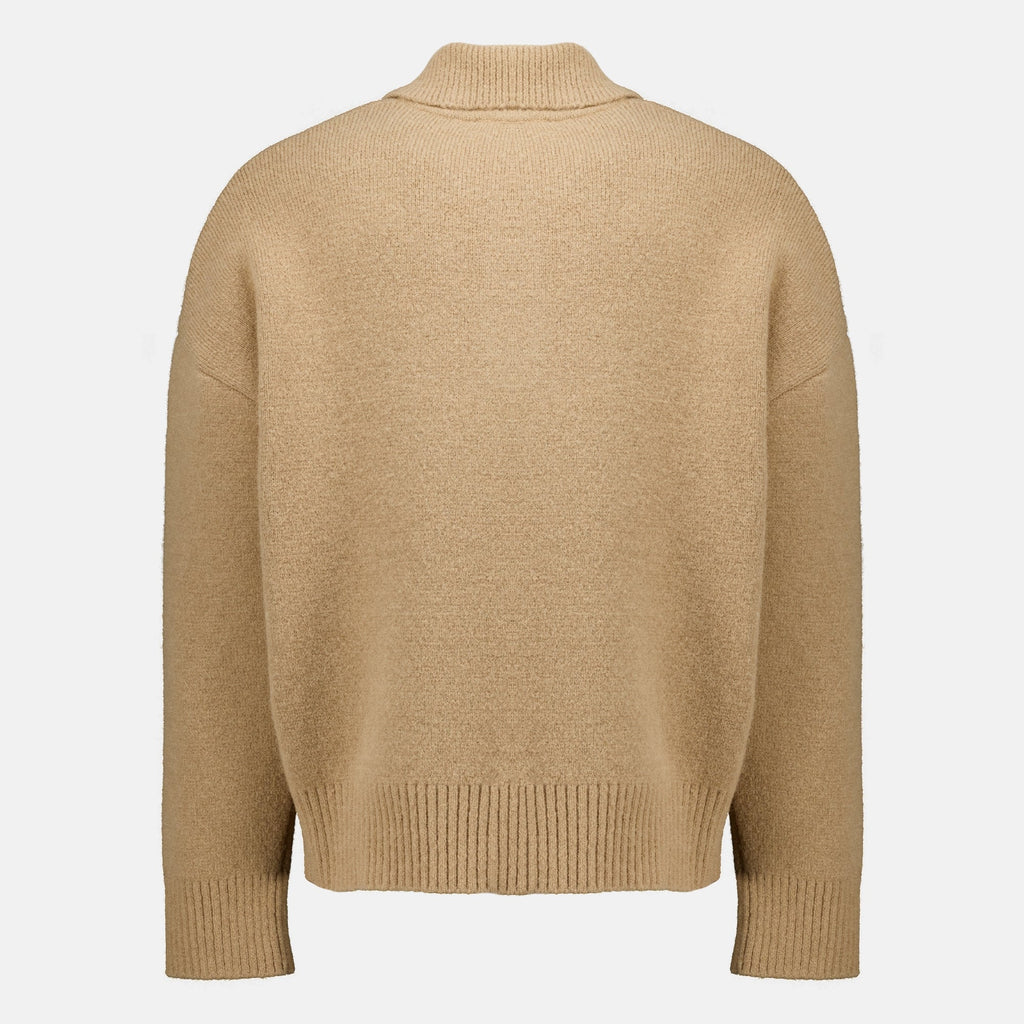 Beige Alpaca Sweater with Heart Logo
