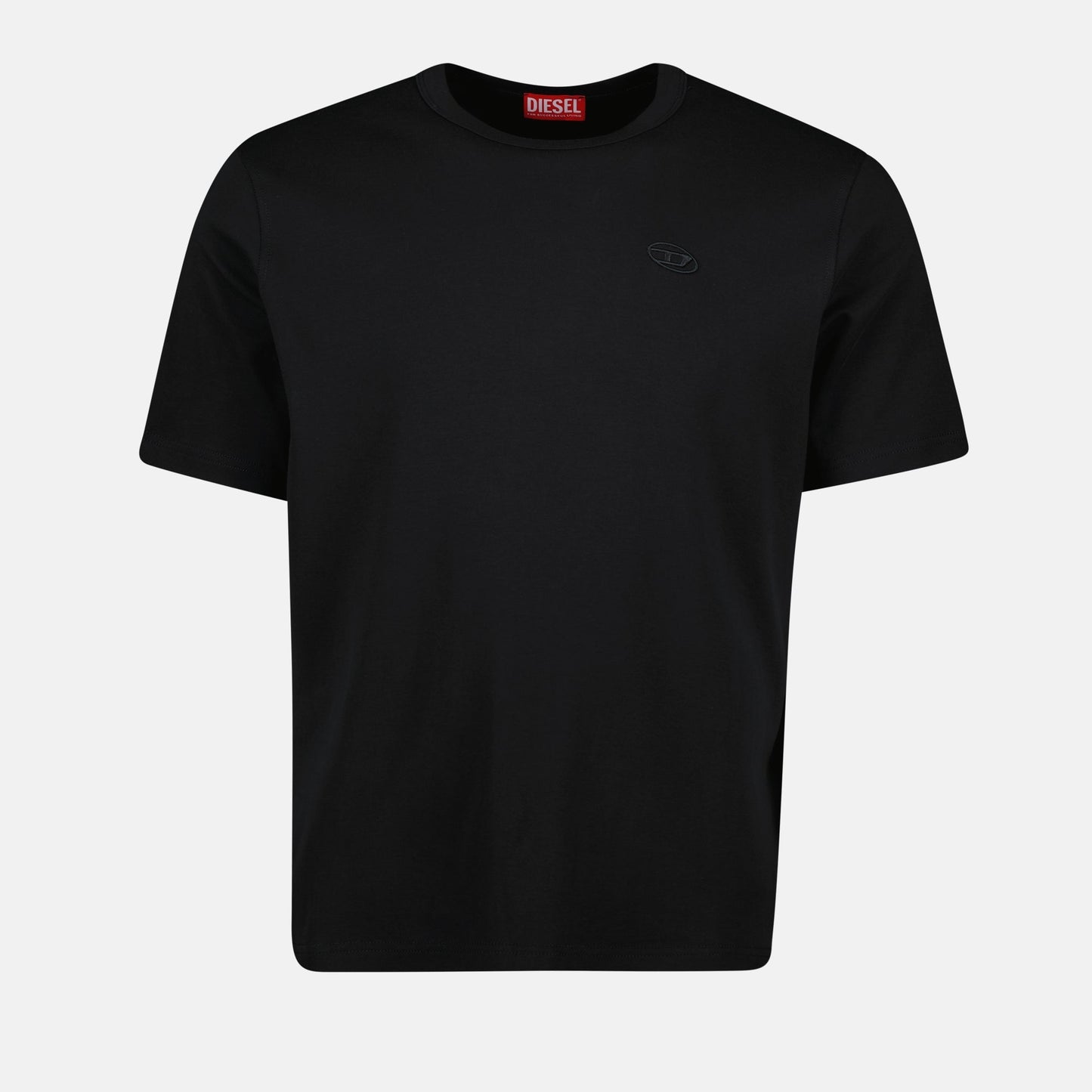 Diesel T-shirt, Black Tee, Cotton Elastane, Spring-Summer 2025, Embroidered Logo