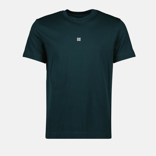 Givenchy T-shirt, green logo tee, cotton casual wear, embroidered logo, Spring-Summer 2025 collection