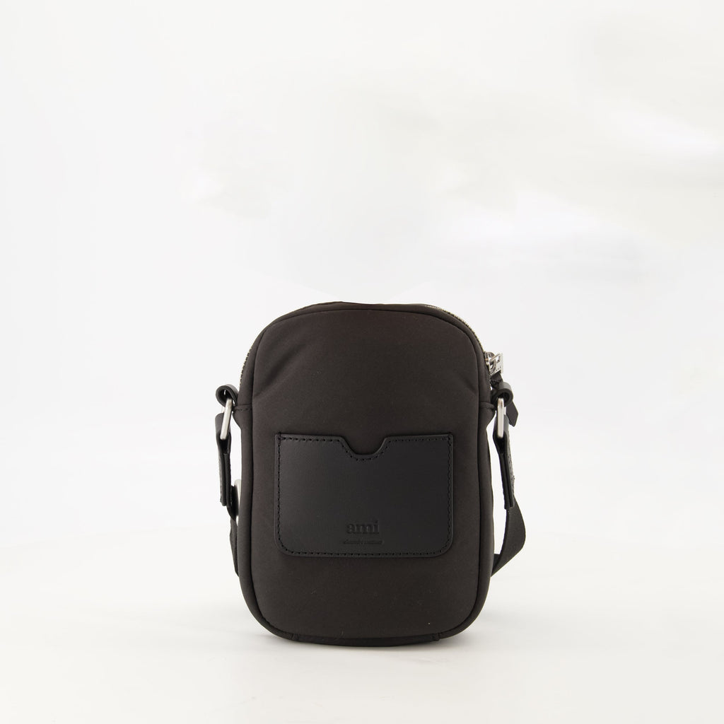 crossbody bag, Ami de Coeur, black nylon bag, unisex accessory, water-repellent bag