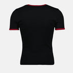 Imagem da T-shirt preta e vermelha Signature da Courrèges para Homens - Temporada Primavera-Verão 2025 - Vista traseira
