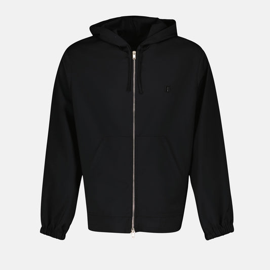 luxury sweatshirt, Givenchy zipper, black wool top, 4G motif, Autumn-Winter 2024 fashion