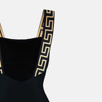 Immagine del costume da bagno in Lycra nera Greca di Versace per donne - Stagione Autunno-Inverno 2024 - Vista Dettaglio 1
