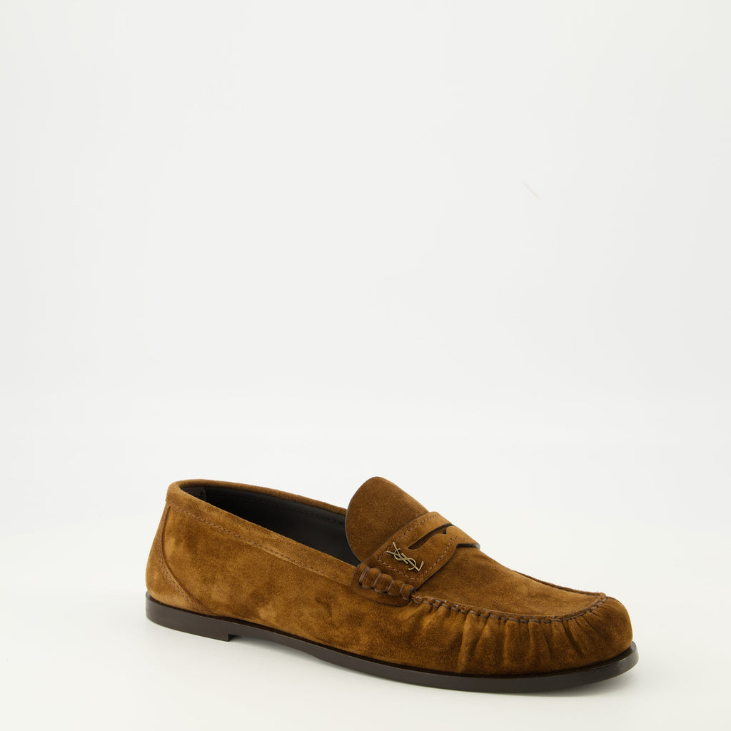 brown suede loafers, Saint Laurent loafers, comfortable loafers, moccasin shoes, stylish footwear