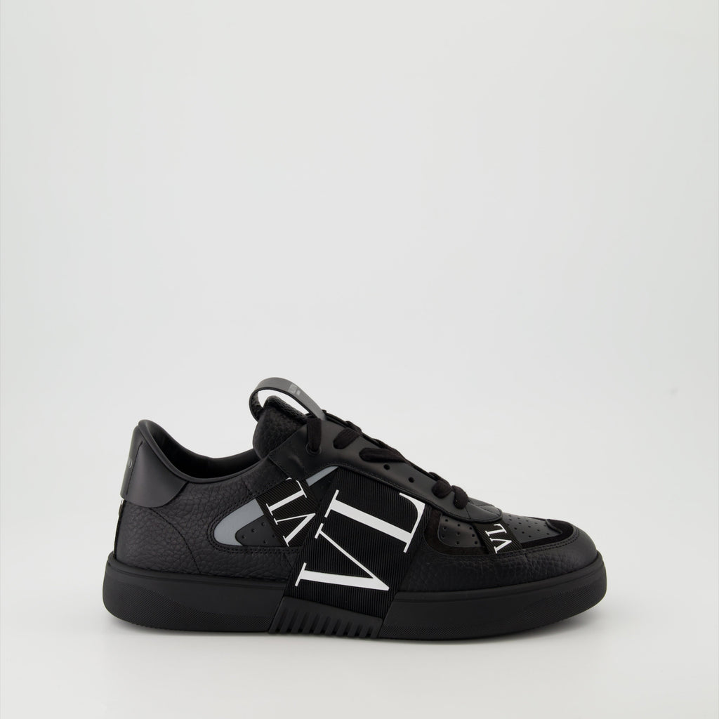 Valentino VLTN sneakers, black calf leather sneakers, two-tone design sneakers, men's luxury sneakers, designer lifestyle footwear