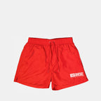 swim shorts, red swimwear, mid-length shorts, nylon swimwear, summer essentials