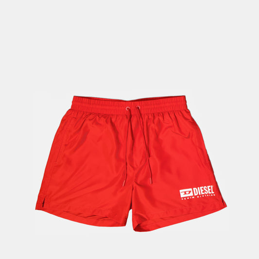 swim shorts, red swimwear, mid-length shorts, nylon swimwear, summer essentials