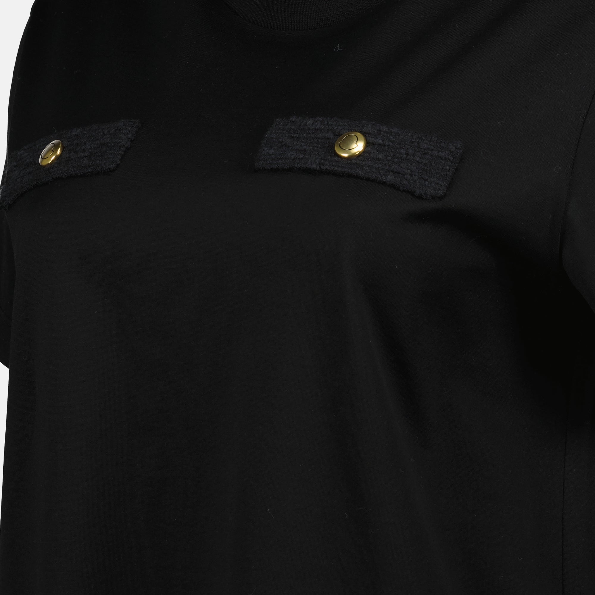 Image of Black Cotton T-Shirt by Moncler for Women - Season Spring-Summer 2026 - Detail View 1