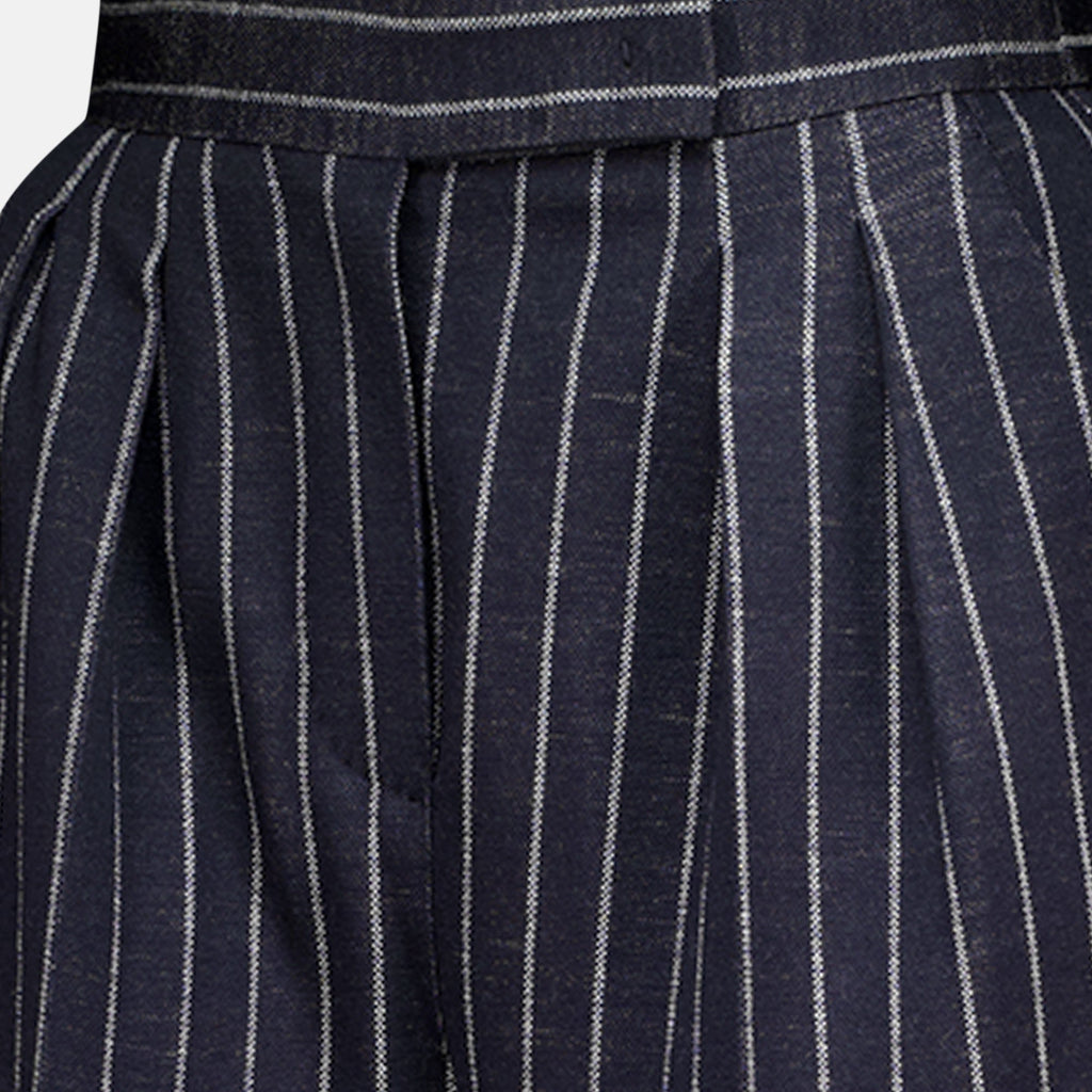 Pantalones de Lana Rayados en Azul