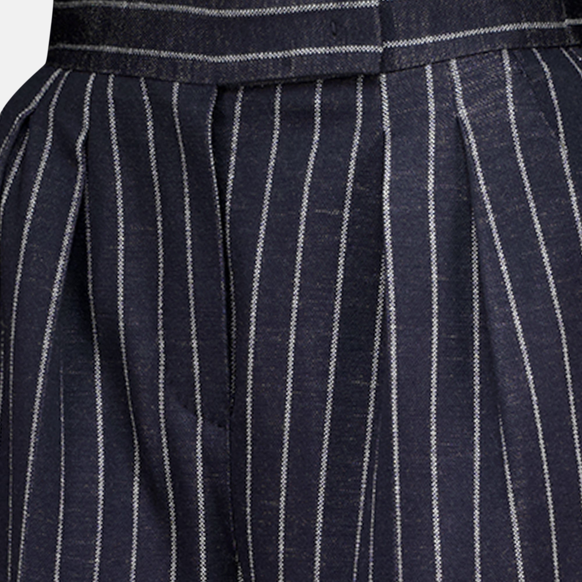 Pantalones de Lana Rayados en Azul