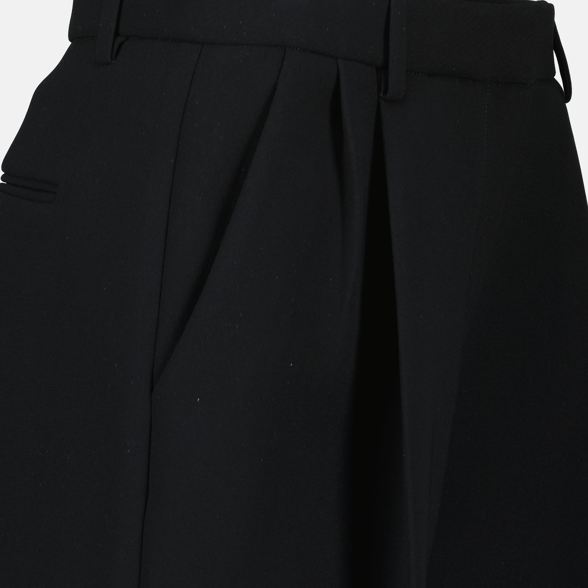 Khaite August pants, black wide-leg trousers, high waist pants, polyester pants, fashion trousers