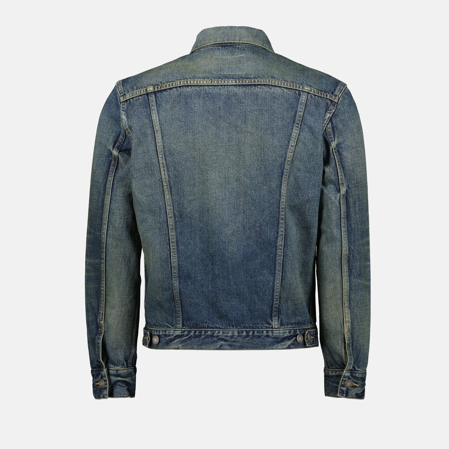 denim jacket, blue délavé, buttoned closures, straight cut, classic style