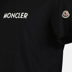 Moncler T-shirt, black logo shirt, organic cotton, luxury menswear, 2024 collection