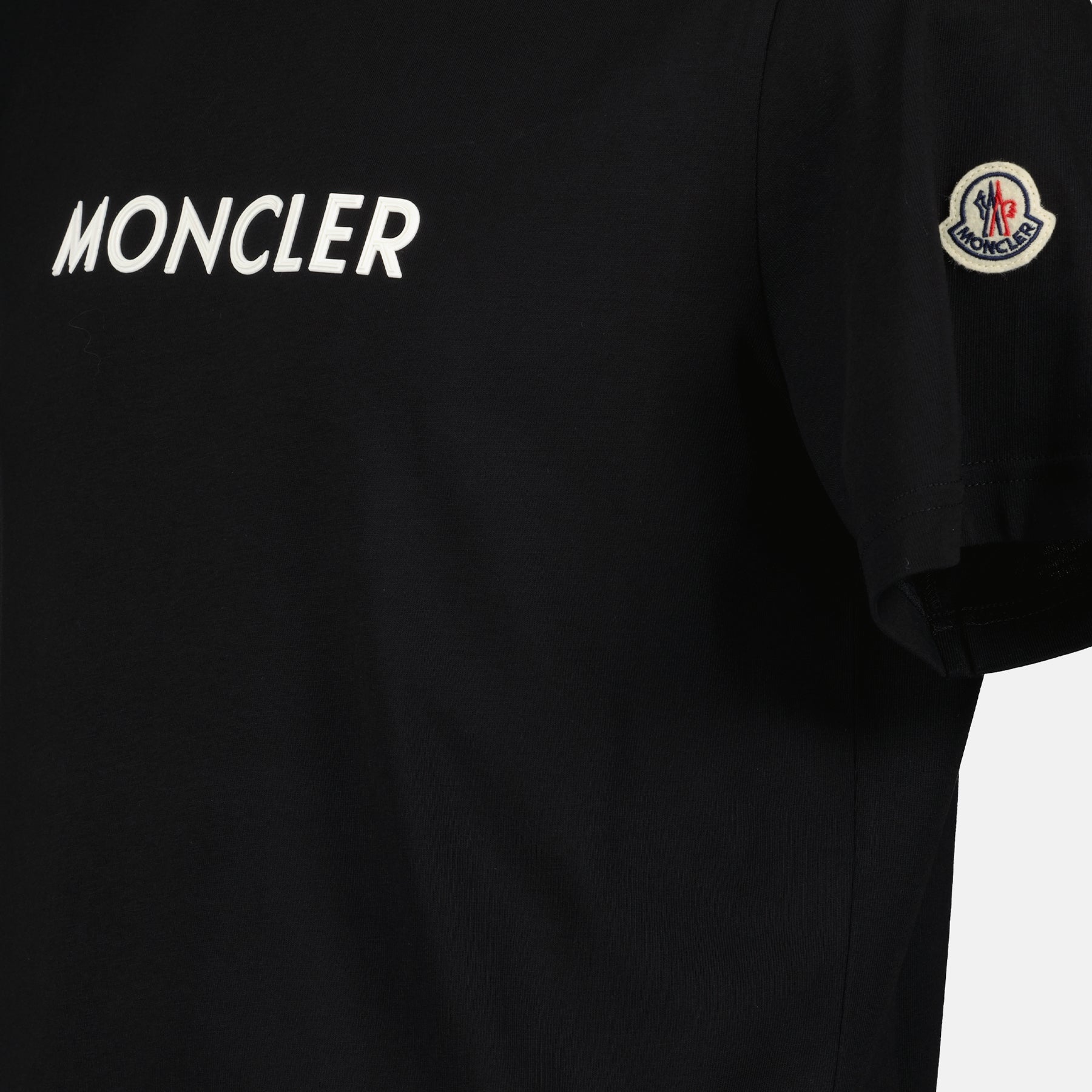 Moncler T-shirt, black logo shirt, organic cotton, luxury menswear, 2024 collection