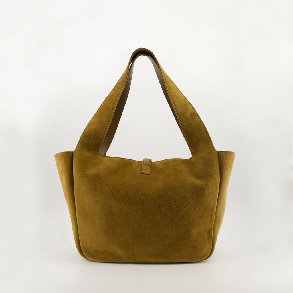 Cabas Saint Laurent, Kaki handbag, designer tote, stylish leather bag, suede shoulder bag