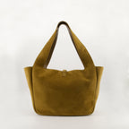 Cabas Saint Laurent, Kaki handbag, designer tote, stylish leather bag, suede shoulder bag