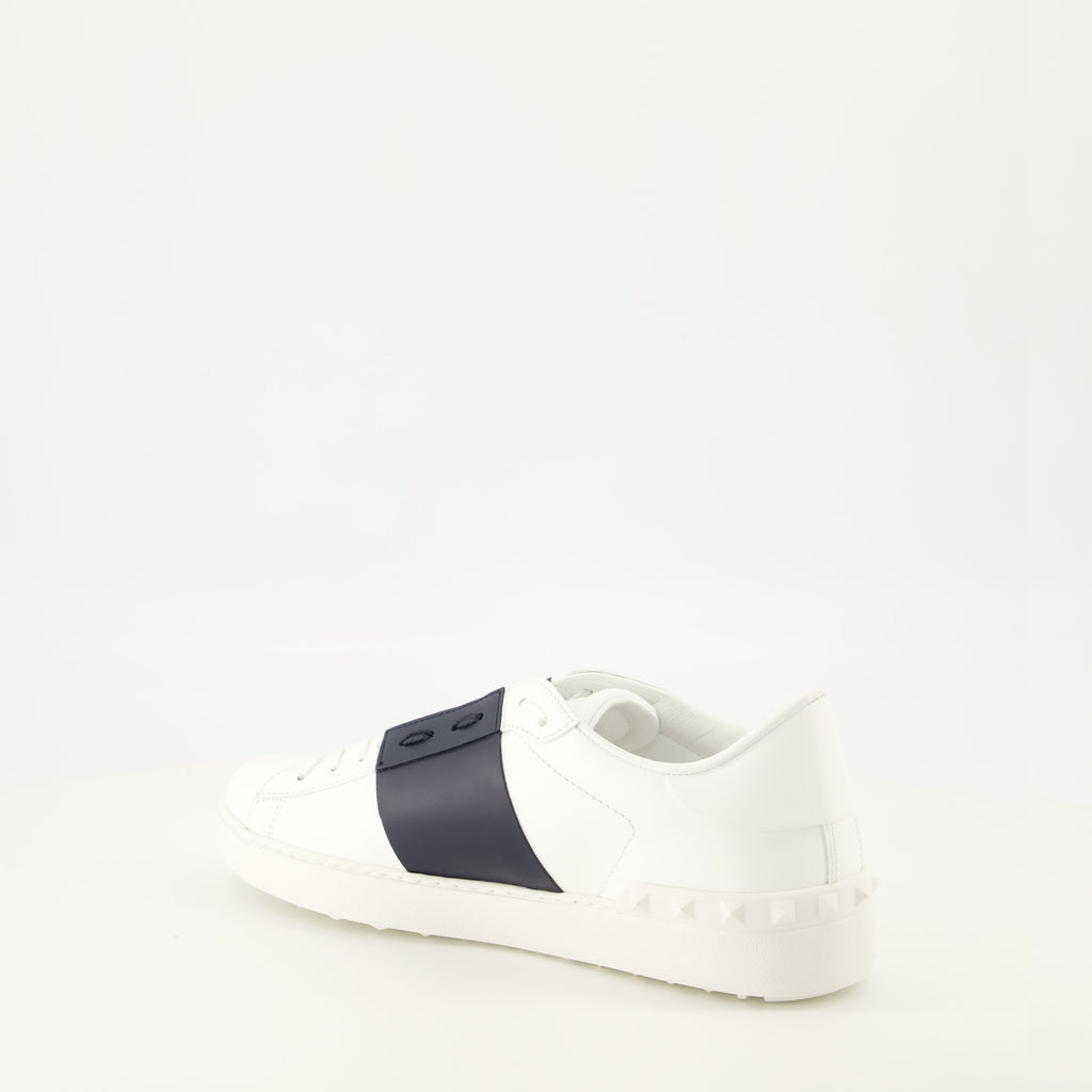 Baskets Open en cuir blanc et bleu marine