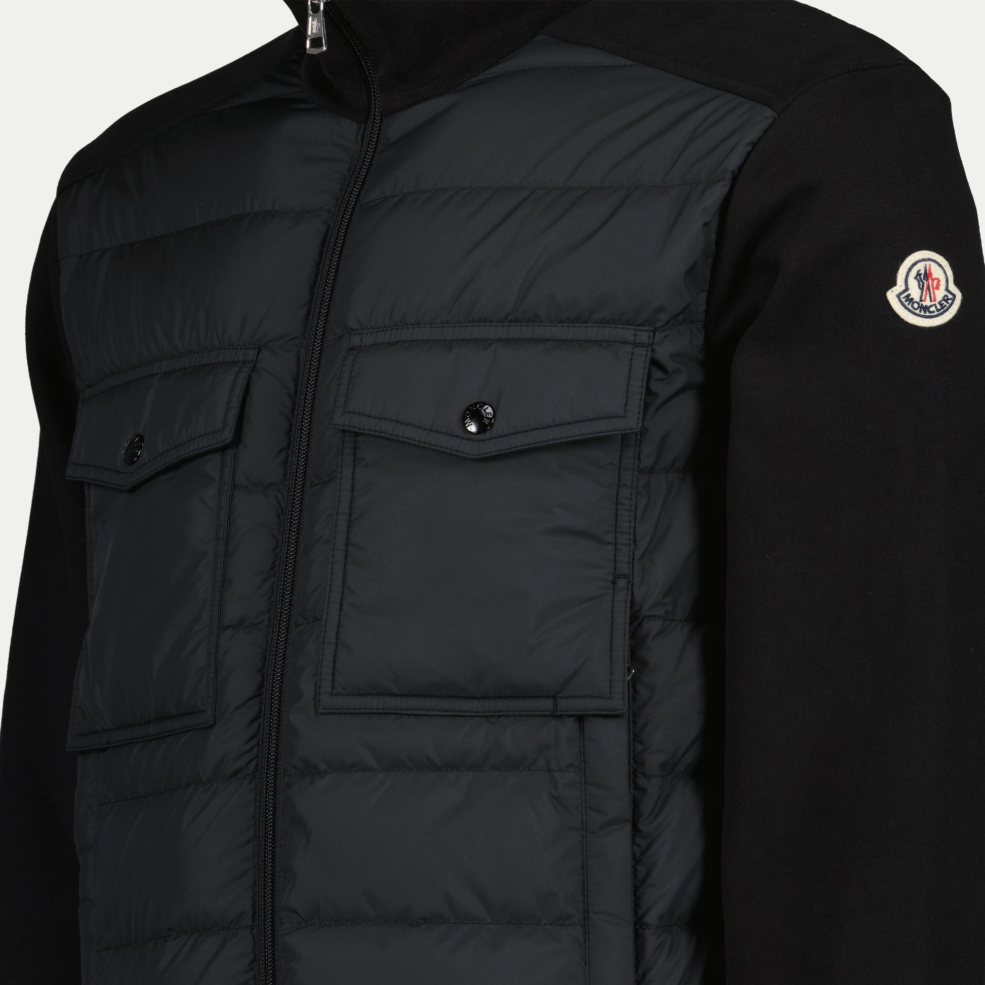 Moncler jacket, two-tone jacket, contemporary fashion, high collar jacket, Autumn-Winter collection