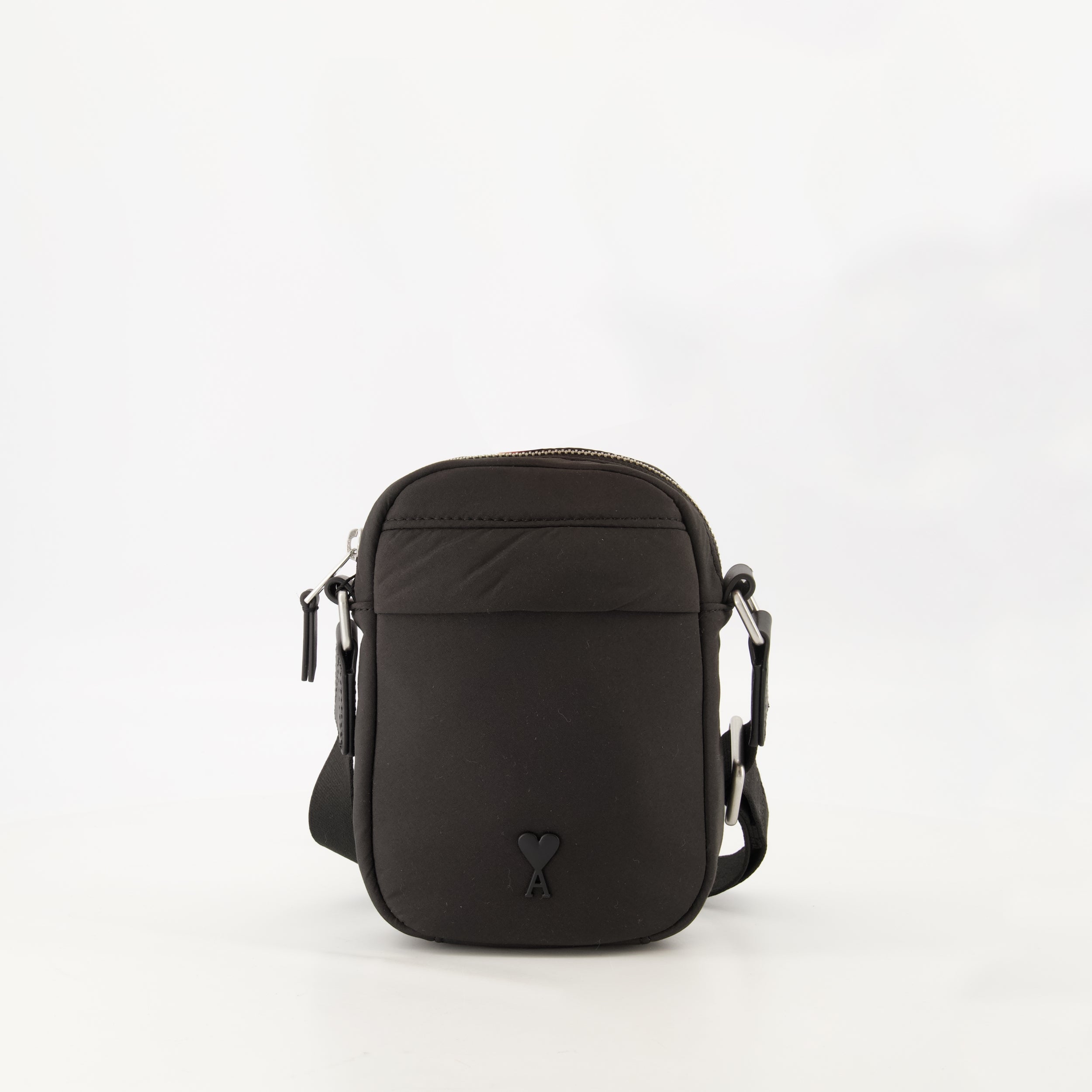 crossbody bag, Ami de Coeur, black nylon bag, unisex accessory, water-repellent bag