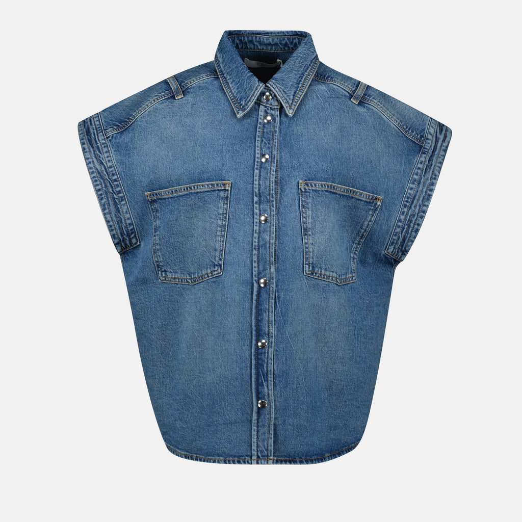 denim jacket, sleeveless denim, Elycia jacket, classic denim, Iro design