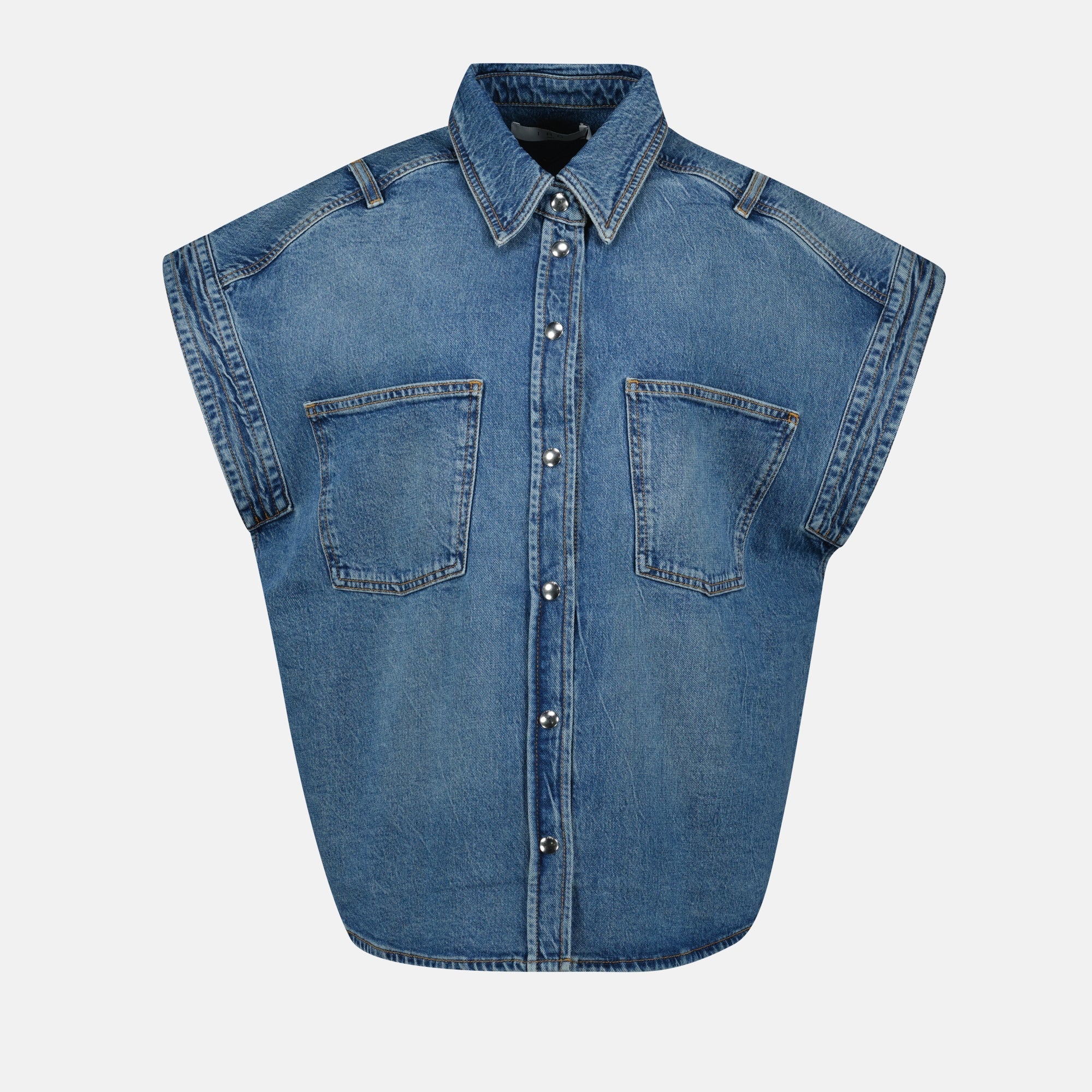 denim jacket, sleeveless denim, Elycia jacket, classic denim, Iro design