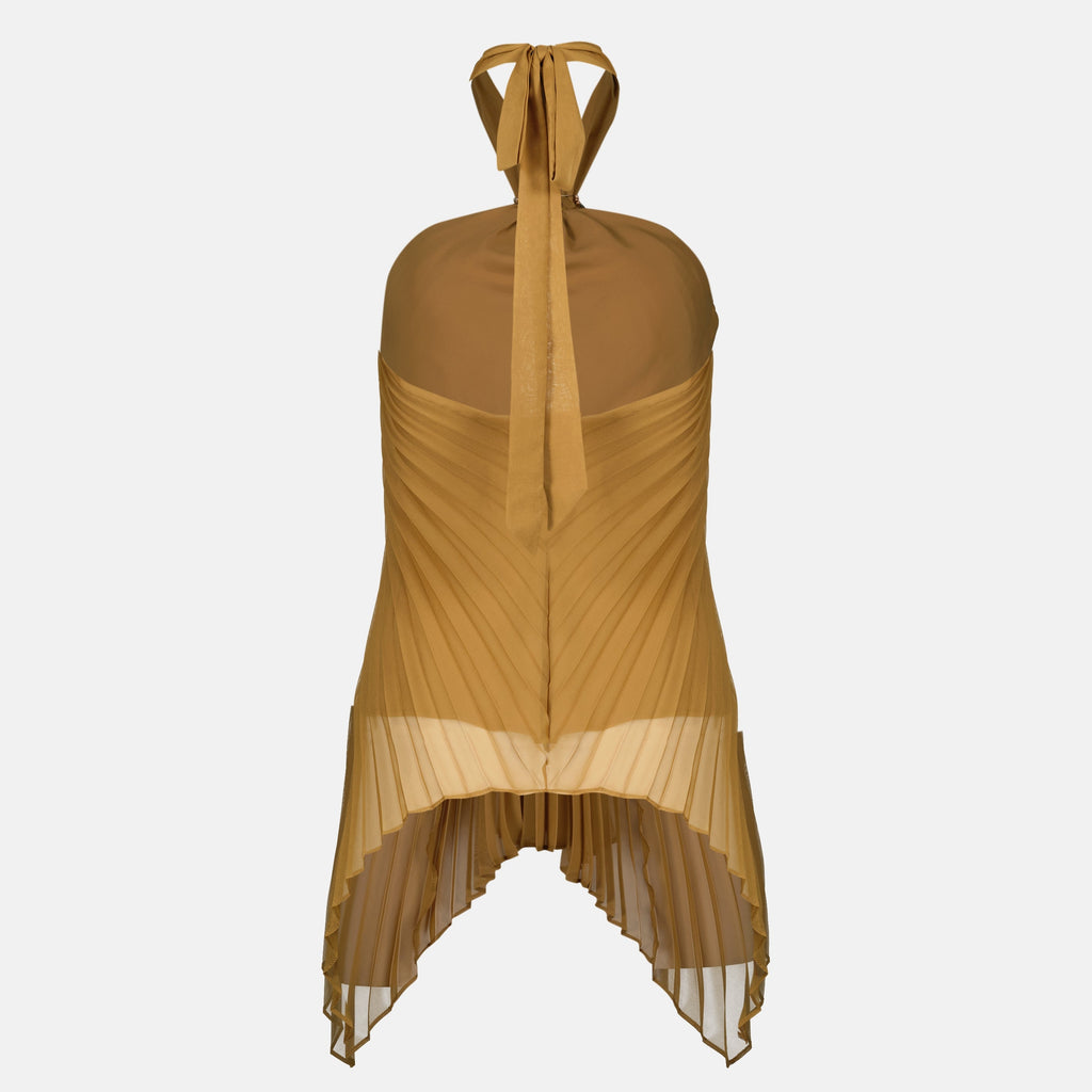 Imagem do top plissado castanho da Max Mara para Mulheres - Temporada Primavera-Verão 2026 - Vista Traseira