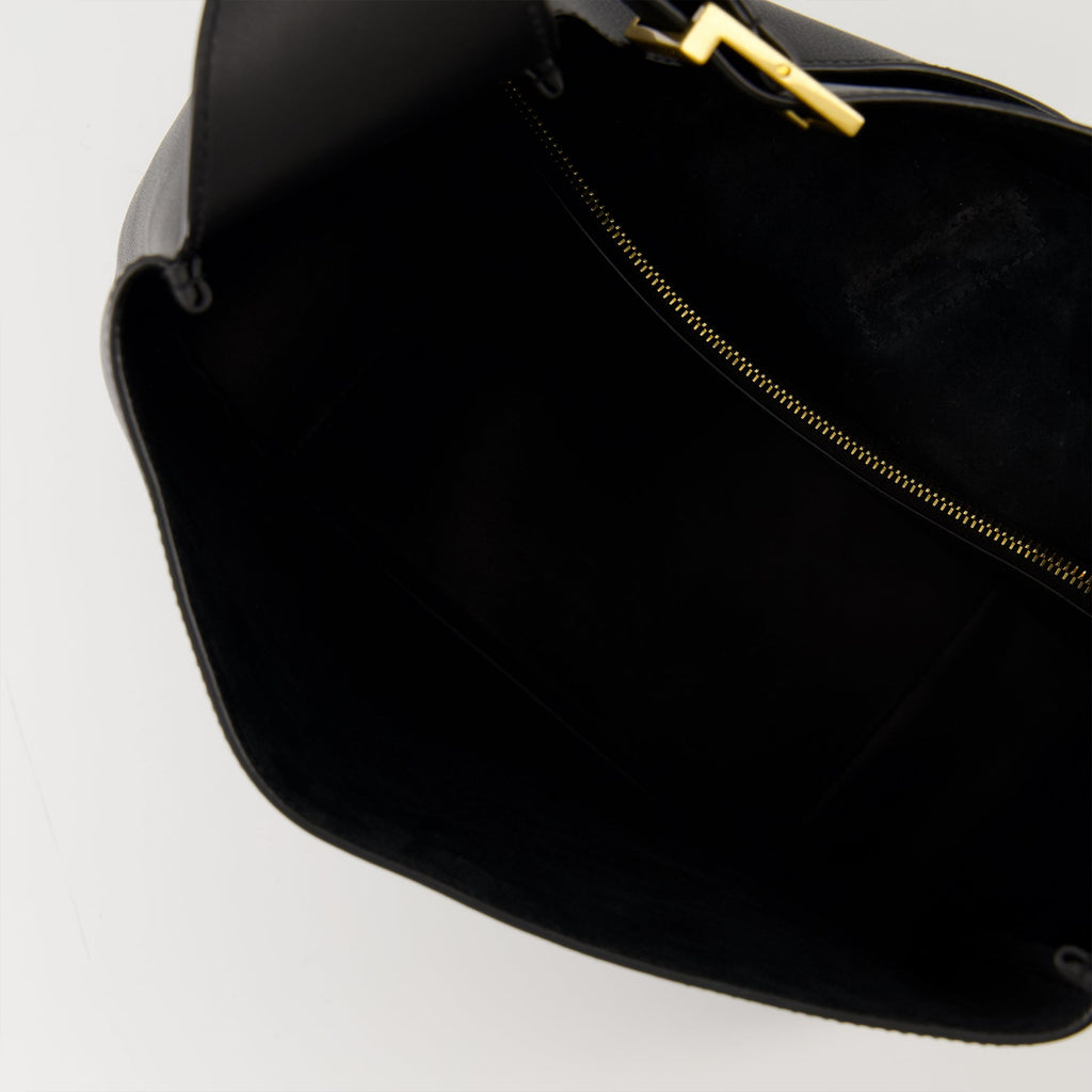 sac le 5 a 7 large noir et dore saint laurent women 15432023245180