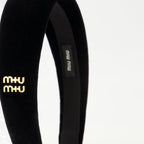 Image of Black Velvet Headband by Miu Miu for Women - Season Spring-Summer 2026 - Detail View 1