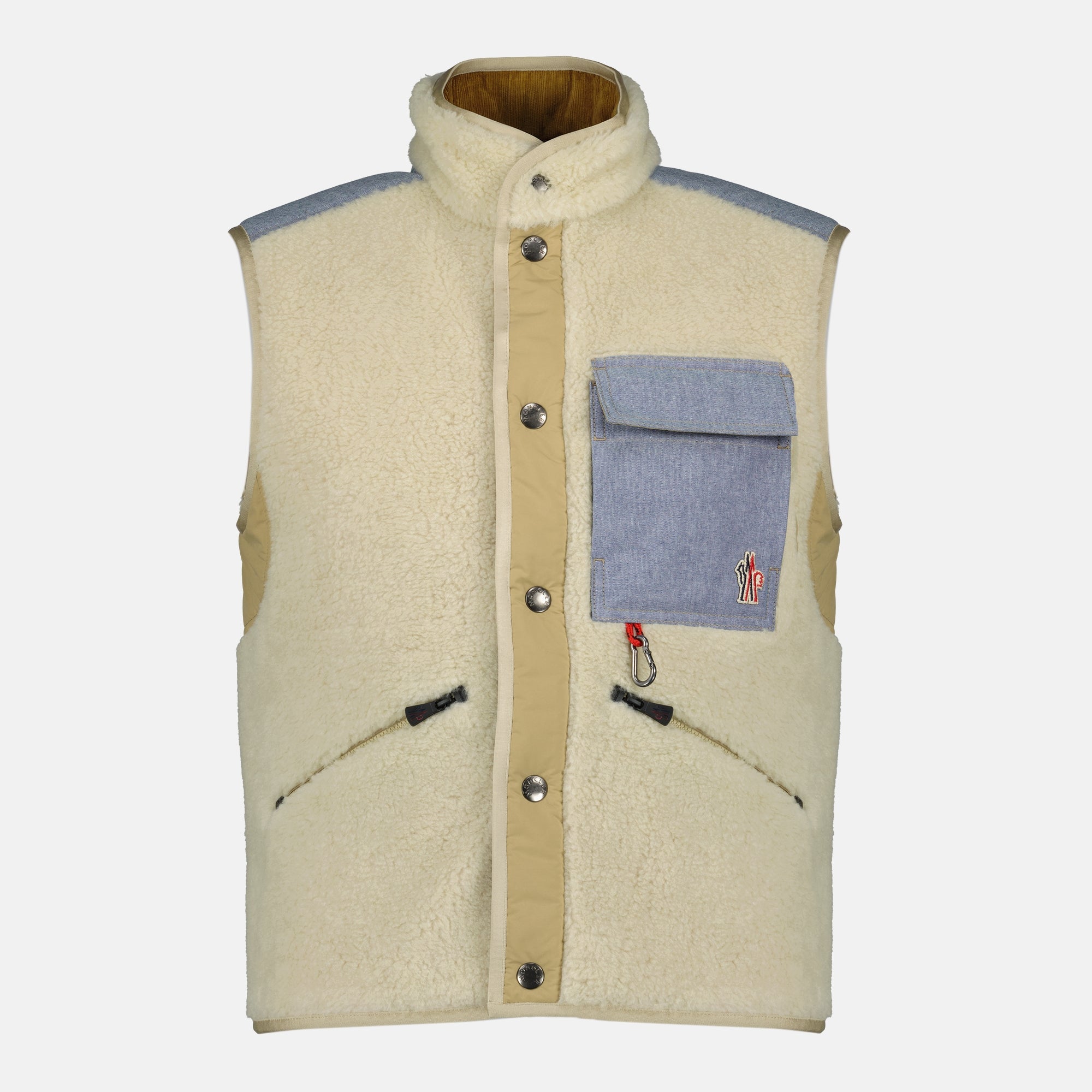 Image of Beige Teddy Vest by Moncler Grenoble for Men - Season Spring-Summer 2026 - Front View