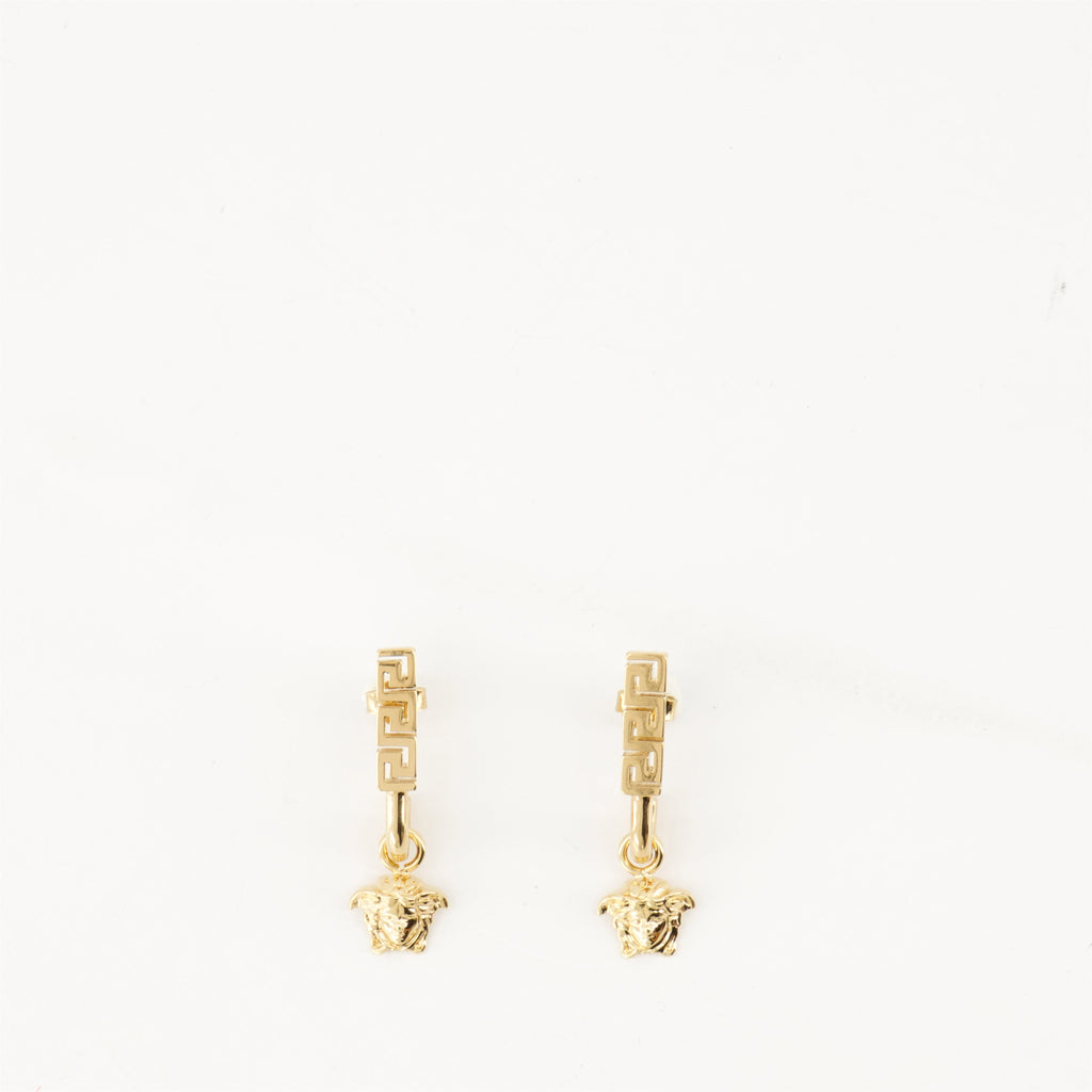 Versace earrings, gold Medusa earrings, luxury accessories, designer jewelry, statement earrings