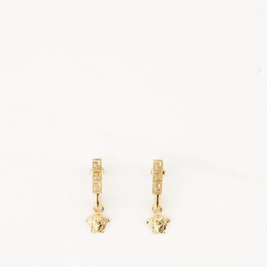 Versace earrings, gold Medusa earrings, luxury accessories, designer jewelry, statement earrings