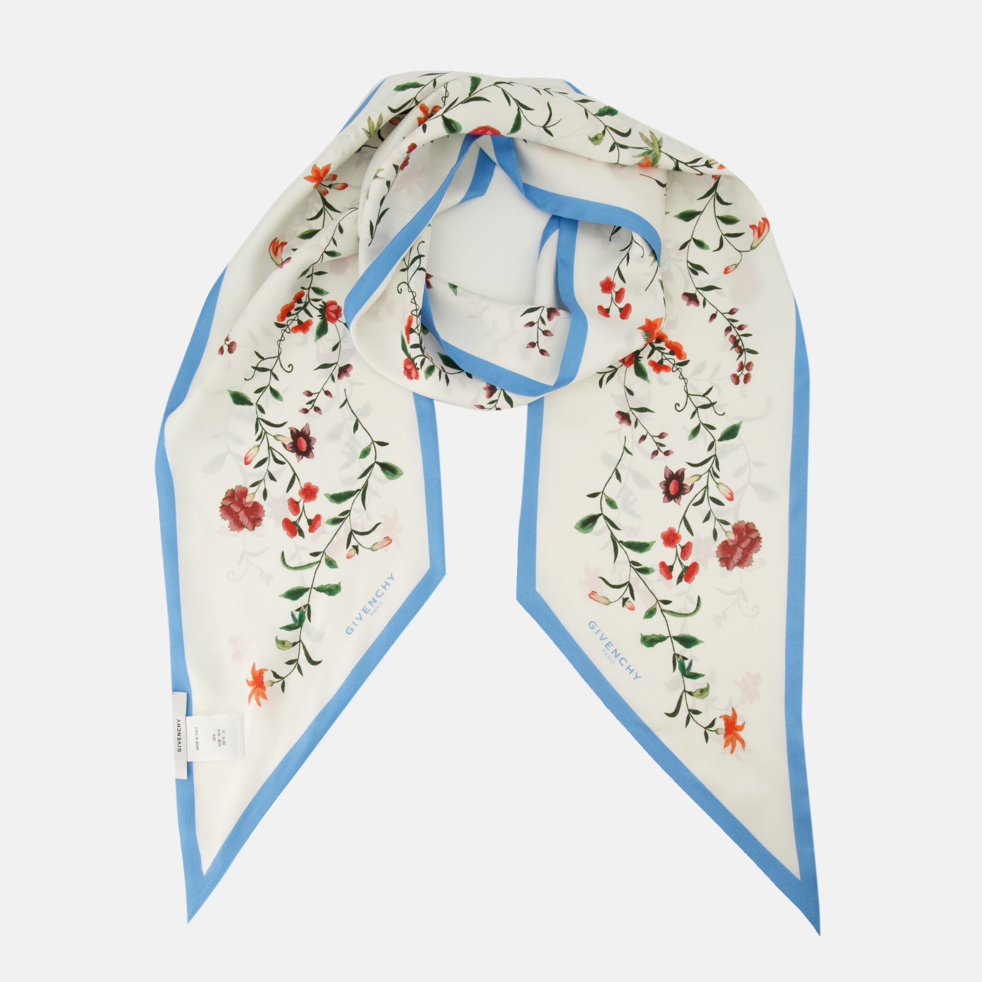 Givenchy bandeau, floral silk scarf, luxury accessories, silk scarf, stylish bandeau