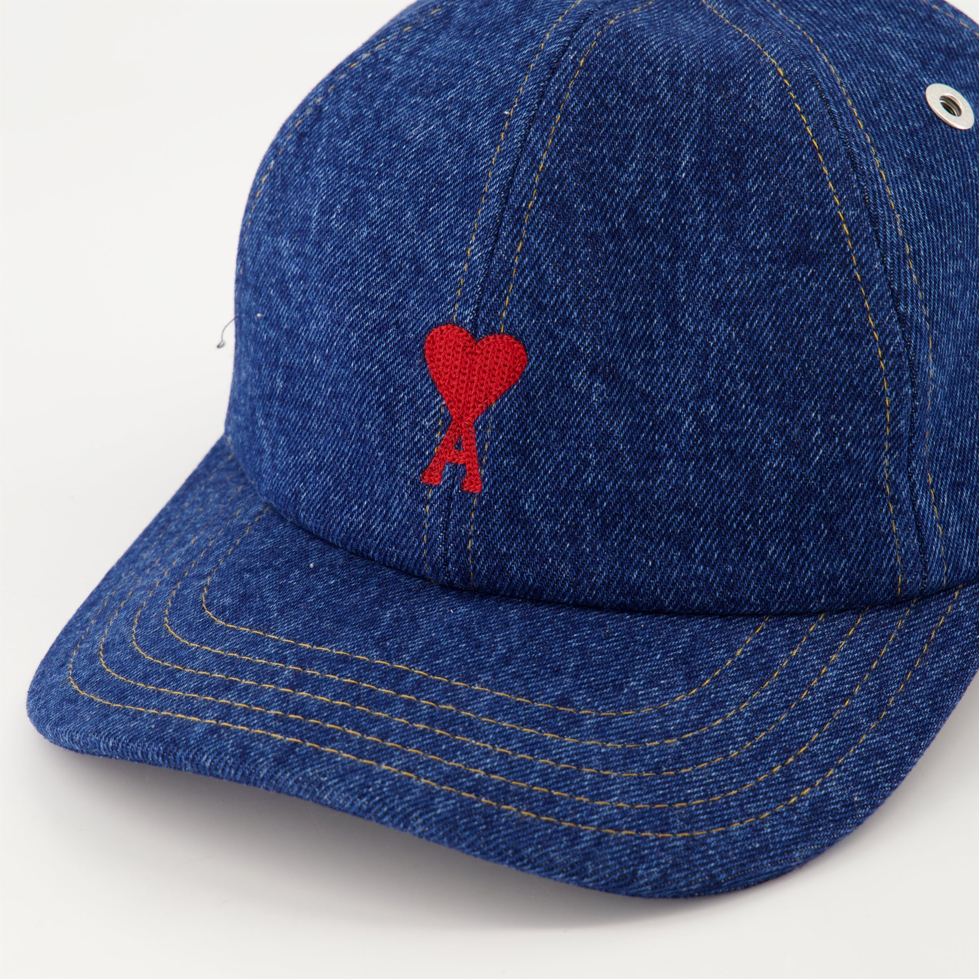 denim baseball cap, Ami de Coeur cap, AMI Paris hat, blue denim cap, luxury cap