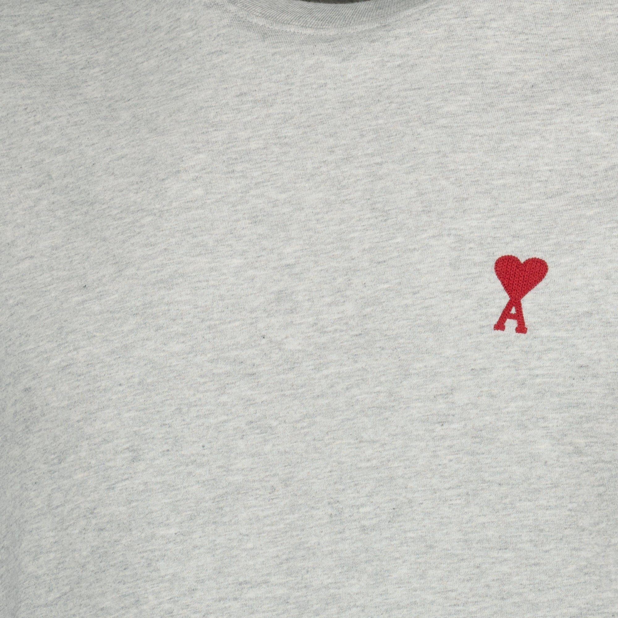 grey T-shirt, Ami Paris, red heart logo, unisex apparel, cotton t-shirt