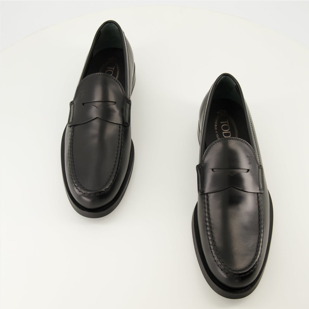 black leather loafers tods men 15592964063612