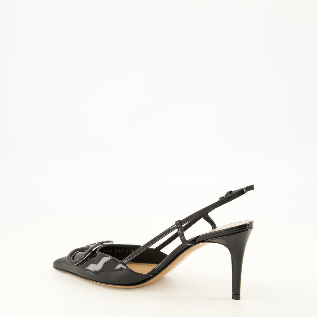 Ballerines VLogo en cuir noir