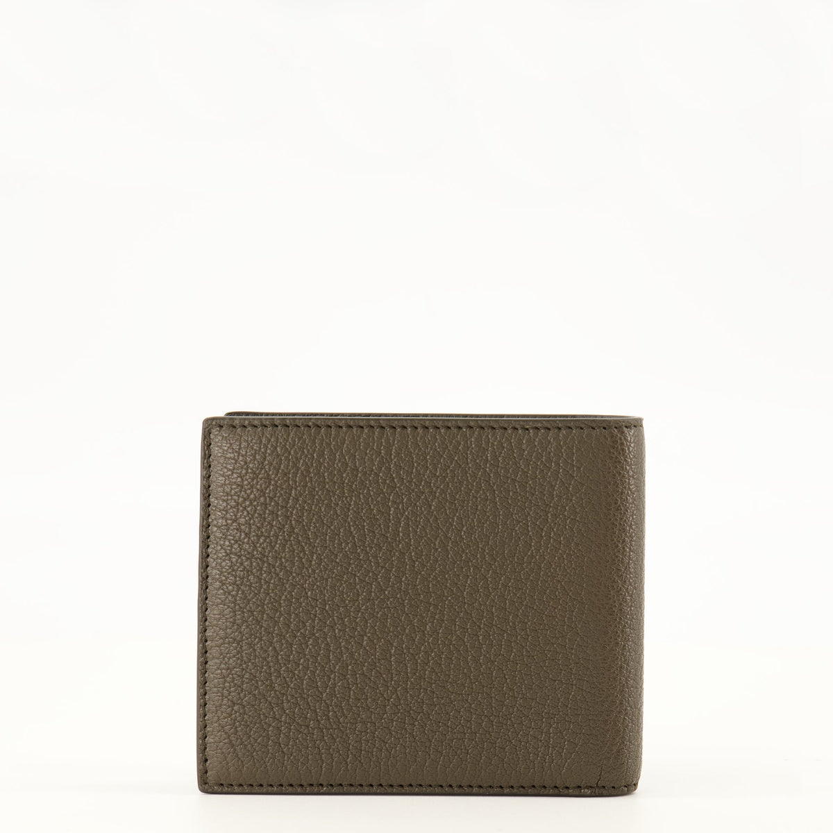 Portefeuille à rabat en cuir grainé marron