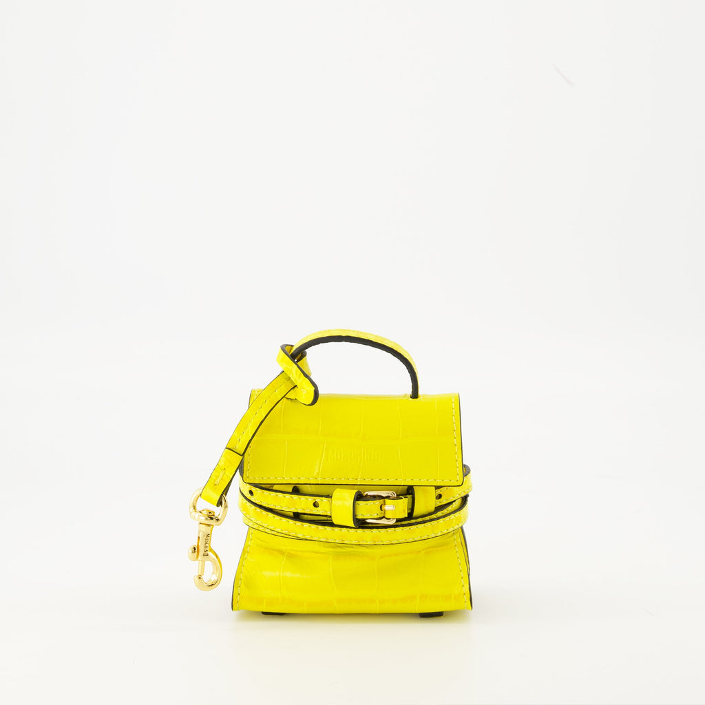 Moschino bag, Micro sac Tie Me, yellow accessories, polyamide handbag, luxury fashion