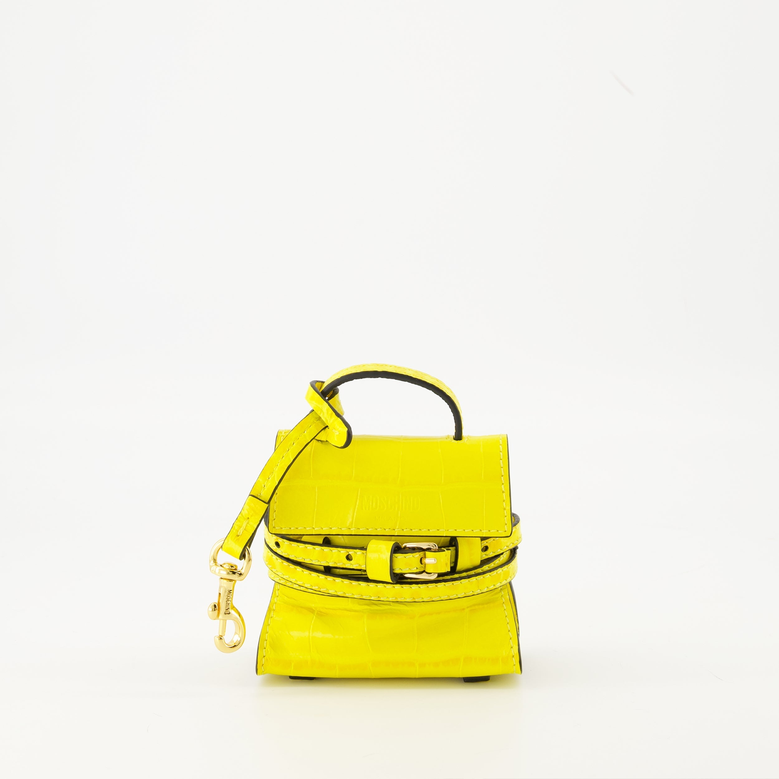 Moschino bag, Micro sac Tie Me, yellow accessories, polyamide handbag, luxury fashion